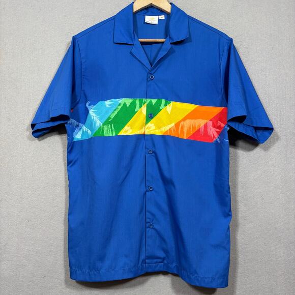 Vintage Endless Summer 80s Rainbow Hawaiian Retro Summer Party Shirt Medium - Picture 1 of 5